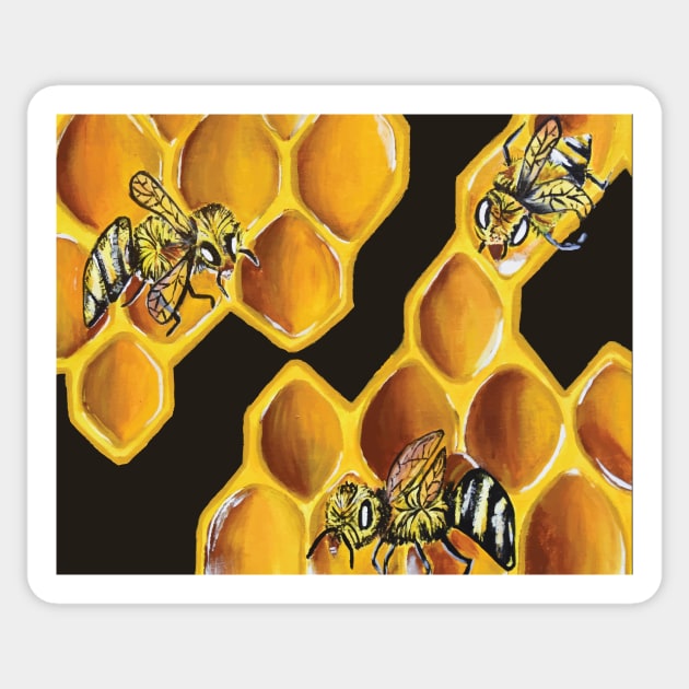 Bee hive Print-Artwork-Insect art-Home art-Art Prints-Gifts Sticker by Richardsonh25